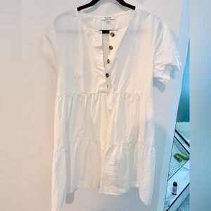 Madewell White Tiered Button-Front Tunic